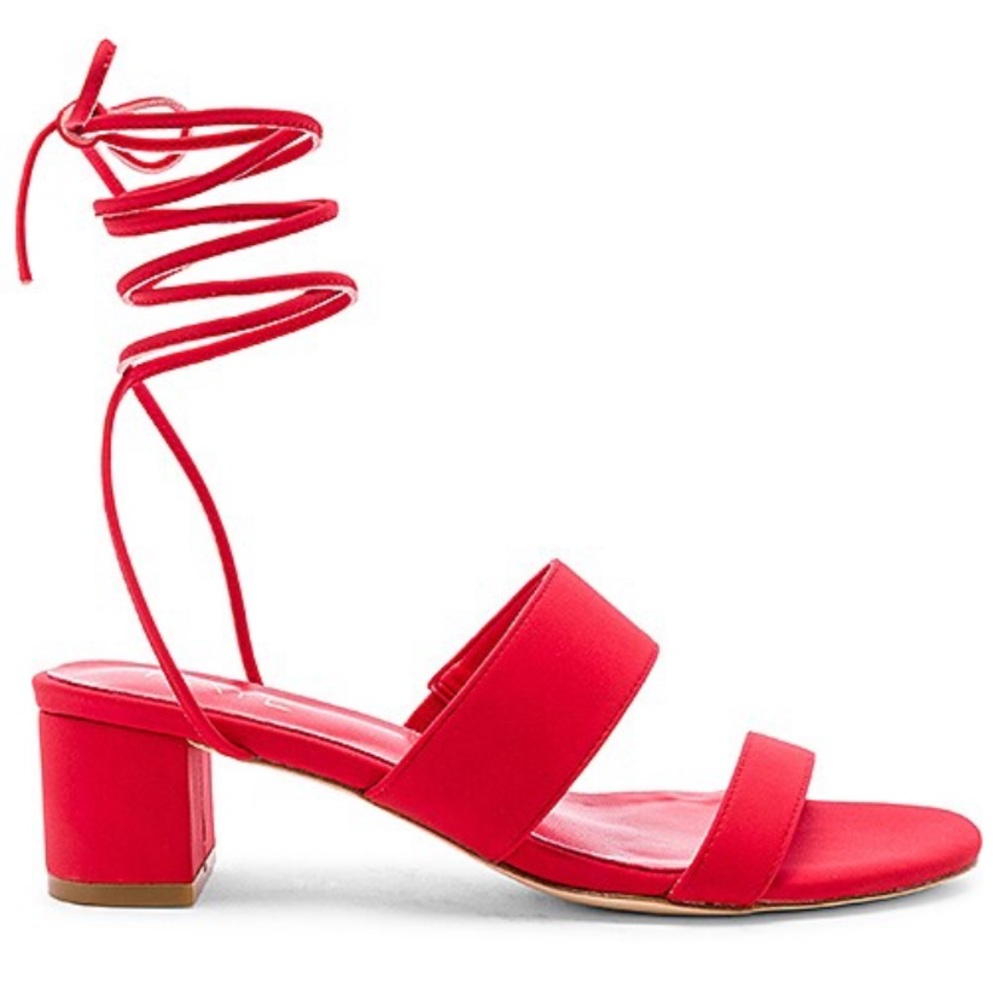 Raye Paris Tie Up Block Heel In Red Size 7 - image 2